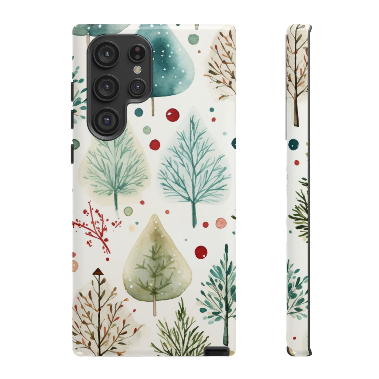 Watercolor Winter Trees Samsung Galaxy Case – Nature-Inspired, Holiday Theme Protective Cover