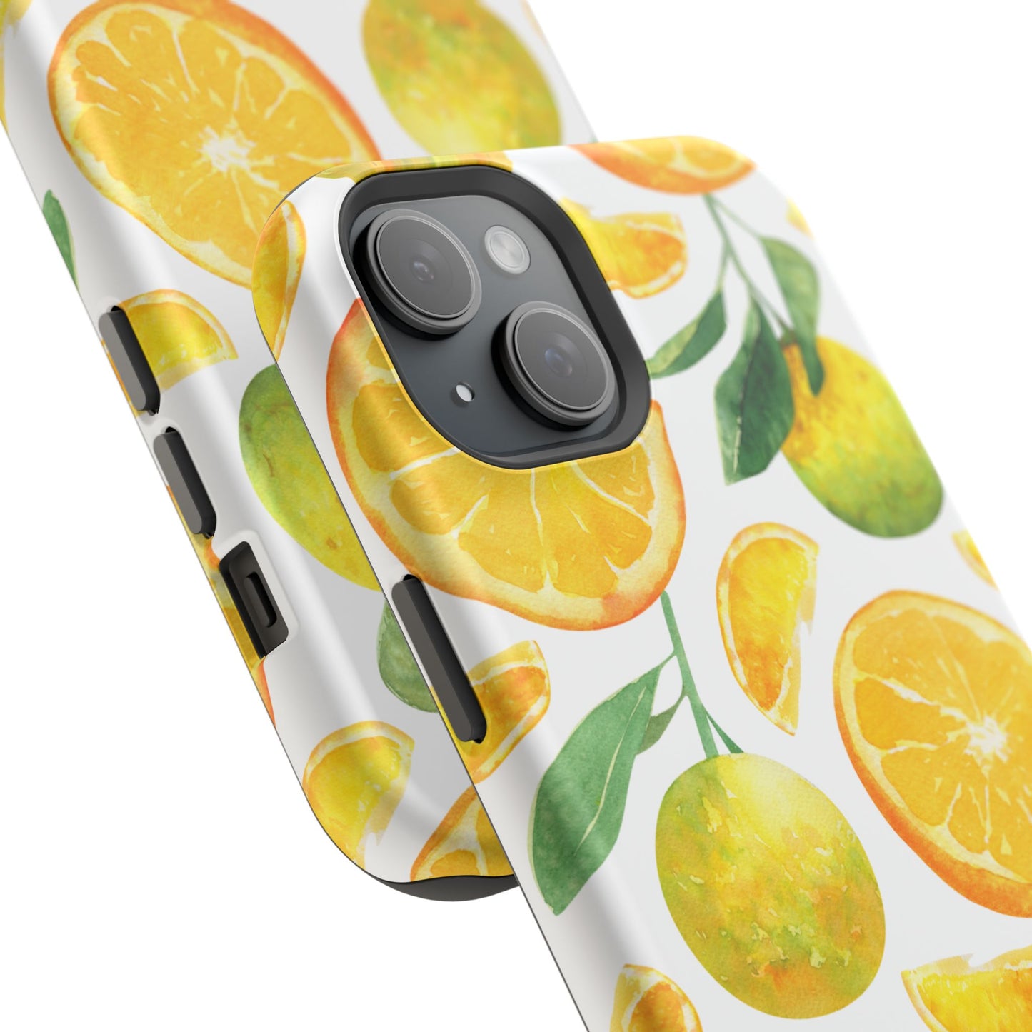 Sunny Citrus Grove Tough MagSafe iPhone Case – Watercolor Orange Design, Dual-Layer Protection