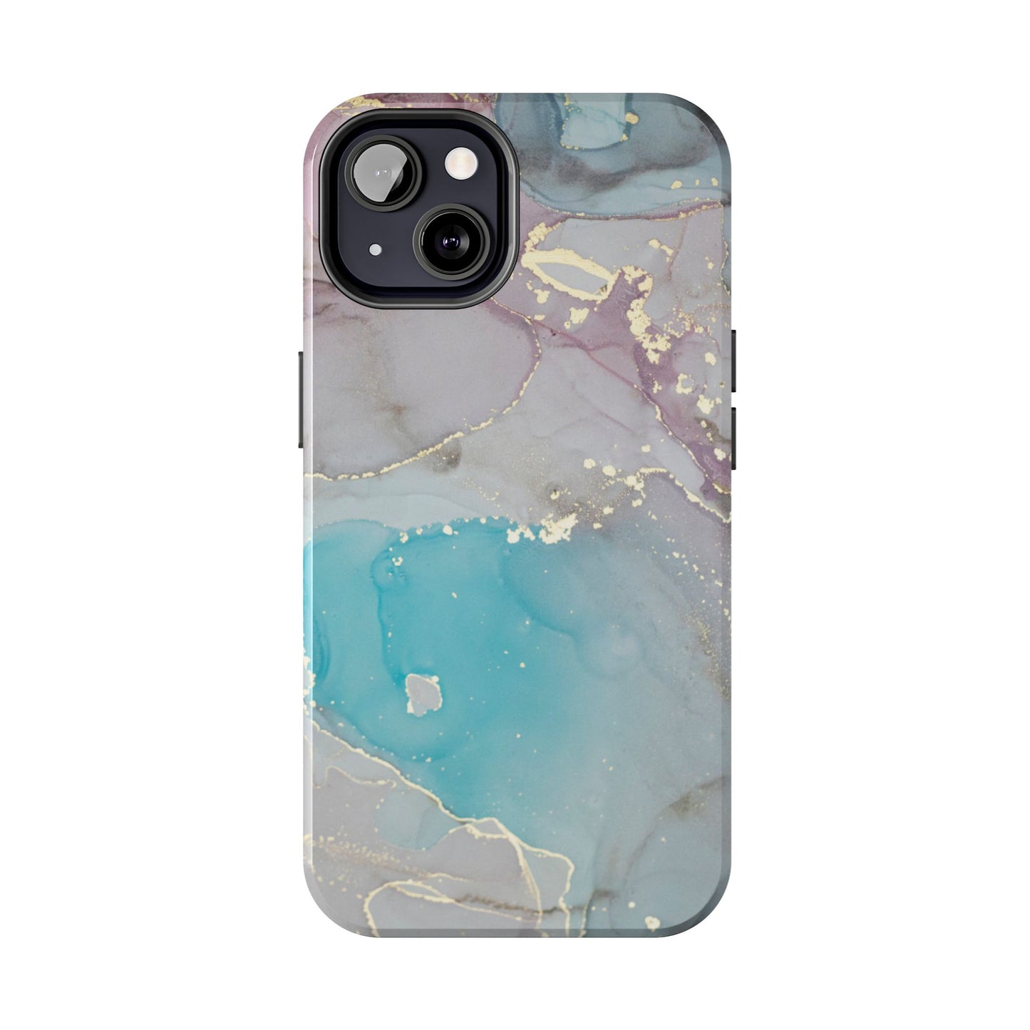 Sky Blue & Purple Marble Wave – iPhone Case with Fluid Swirl Pattern