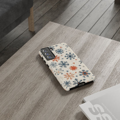 Rustic Orange and Blue Snowflake Pattern – Samsung Galaxy Series Case