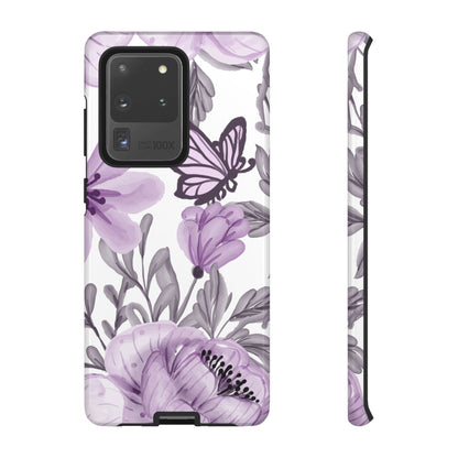 Lavender Bloom Butterfly Samsung Galaxy Case – Delicate Floral Design with Watercolor Details