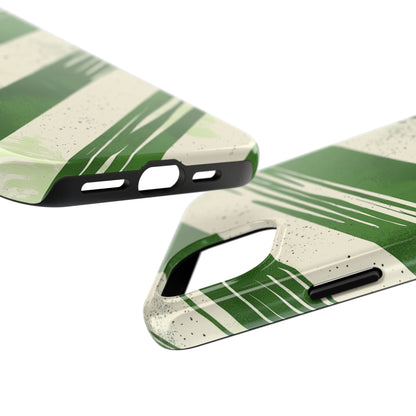 Green Stripes iPhone Case – Bold Diagonal Brushstroke Design - BOGO Cases