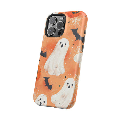 Spooky Cute Ghost MagSafe iPhone Case – Halloween Ghosts, Pumpkins, Bats & Cobwebs Design