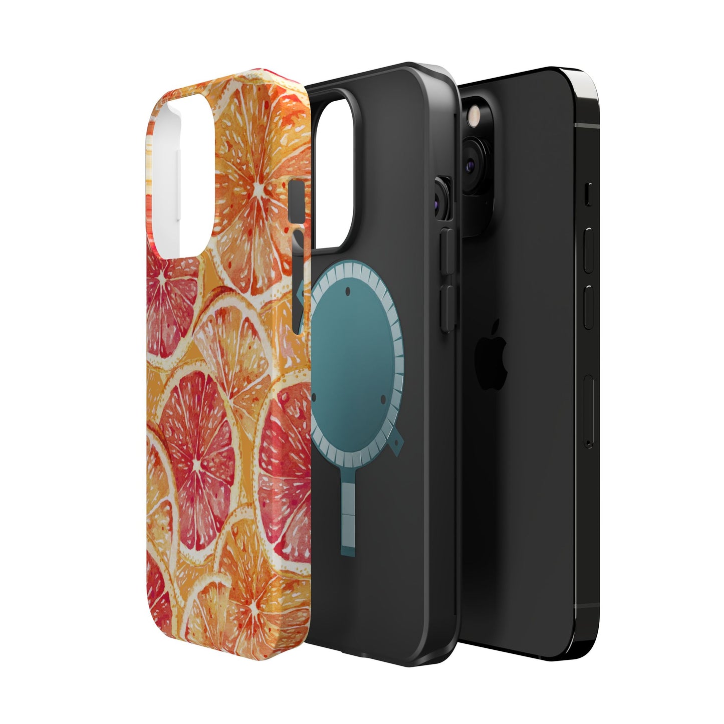 Watercolor Citrus Splash Tough MagSafe iPhone Case – Vibrant Fruit Print, Shock-Resistant Design