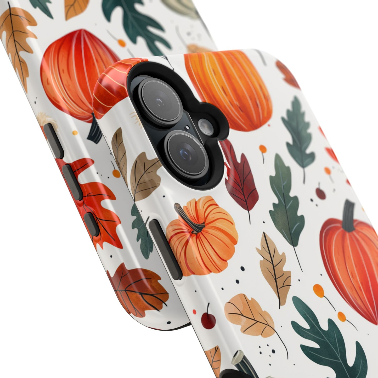 Autumn Harvest MagSafe iPhone Case - Pumpkin and Fall Leaf Design