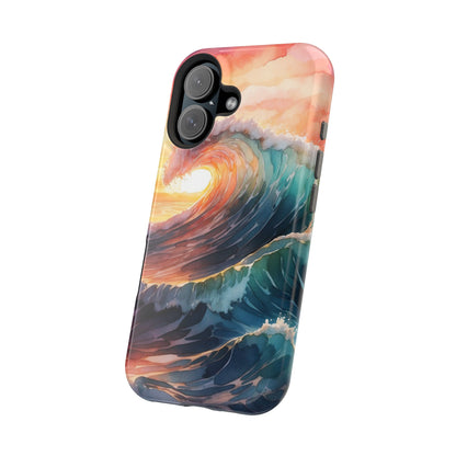 Ocean Sunrise Wave MagSafe iPhone Case – Vibrant Watercolor Wave Design