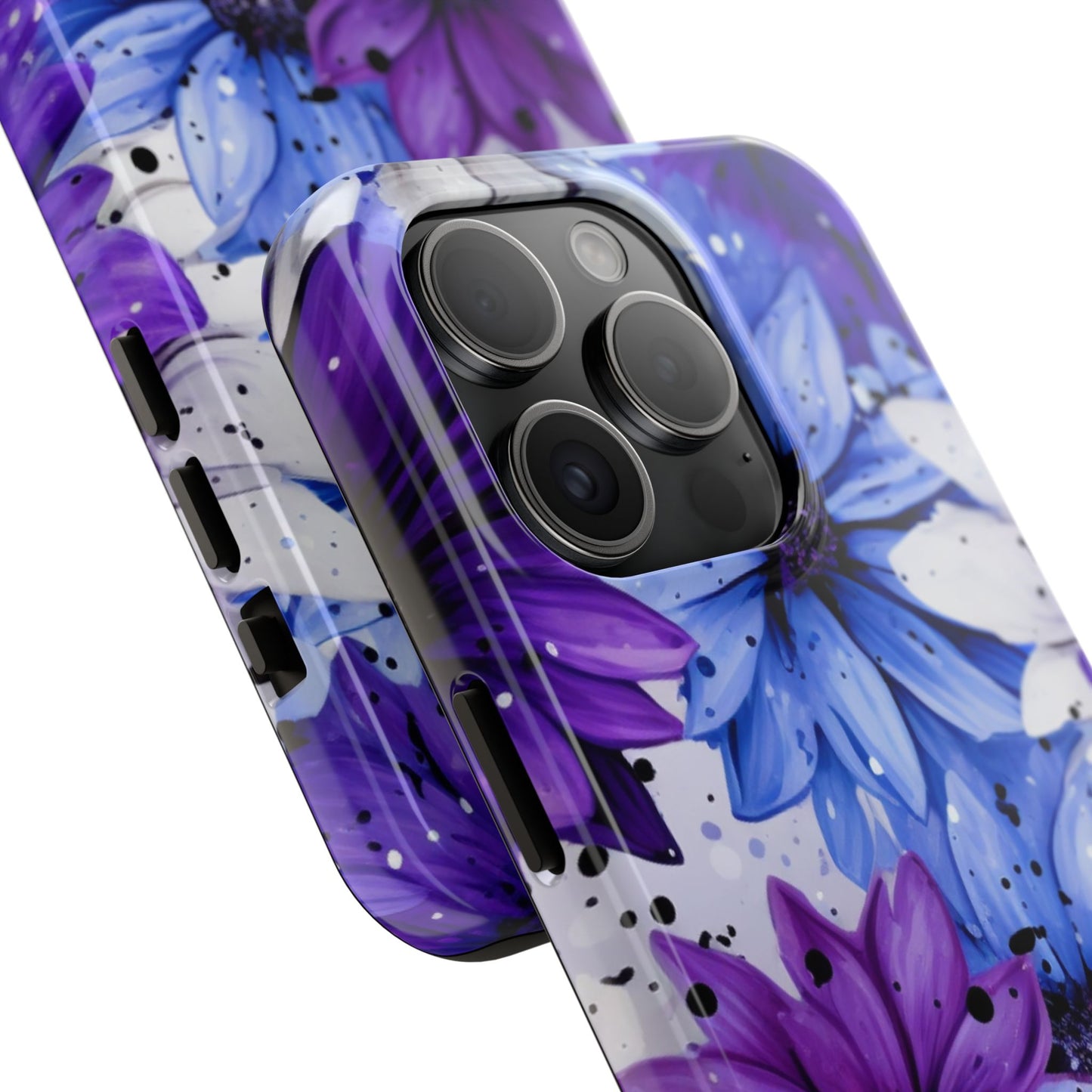 Vibrant Purple & Blue Floral Splash - iPhone Series Case