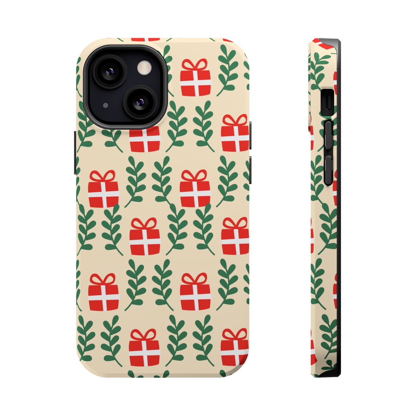 MagSafe iPhone Case: Holiday Cheer – Red Gifts & Green Leaves