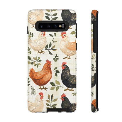 Samsung Galaxy Case: Vintage Chicken Farmhouse Case – Rustic Leaves Design