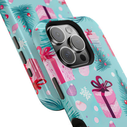 Festive Pink Christmas Gifts and Evergreen MagSafe iPhone Case – Holiday Theme, Protective Cover