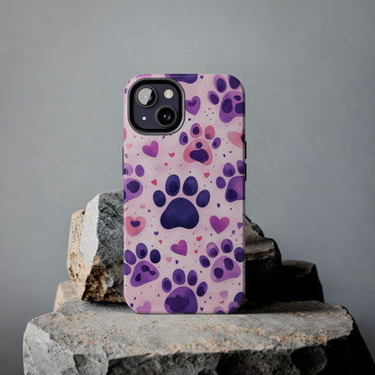 Purple Paw Print iPhone Case - Playful Pet Lover’s Protective Cover