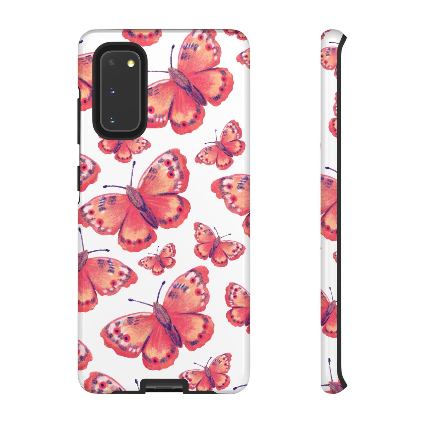 Coral Butterfly Samsung Galaxy Case – Slim, Protective Design with Bold Watercolor Print