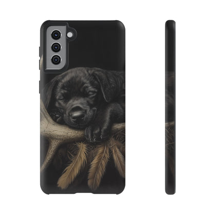 Adorable Black Labrador Puppy on Feathers Samsung Galaxy Case