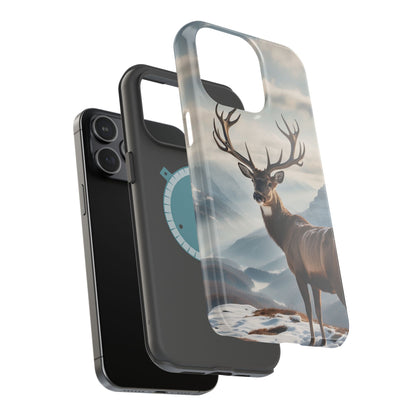 Alpine Majesty: Stag in Snow – MagSafe iPhone Case