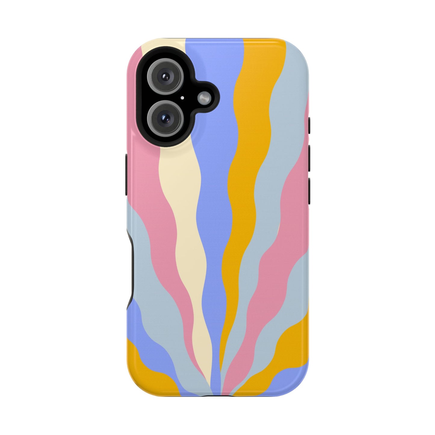 Pastel Radiance MagSafe iPhone Case – 70s-Inspired Dual-Layer Design with Wavy Sunburst Pattern