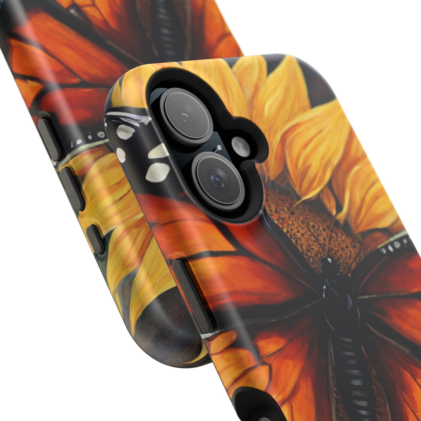 Monarch Butterfly & Sunflower Art – MagSafe iPhone Case