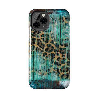 Turquoise Rustic Leopard Wood - iPhone Series Case