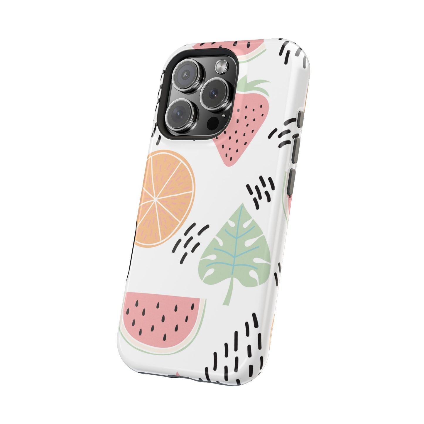 Tropical Fruit Fiesta Tough MagSafe iPhone Case – Fun Watermelon, Pineapple, and Citrus Design