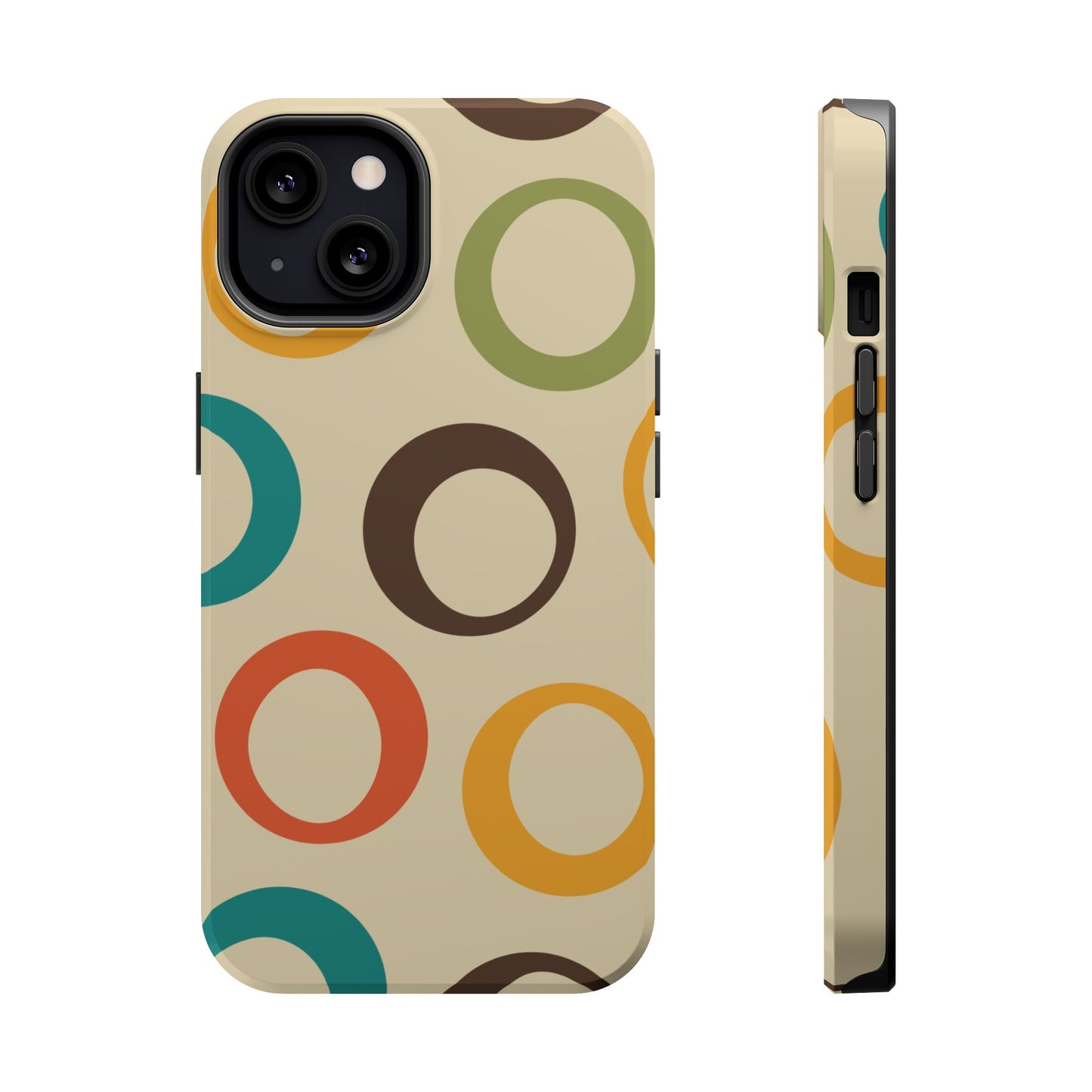 Retro Colorful Rings MagSafe iPhone Case – Shockproof, Matte Finish, Dual-Layer Protection
