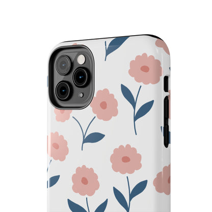 Playful Pink Floral Tough iPhone Case – Soft Pastel Design, Slim & Shockproof