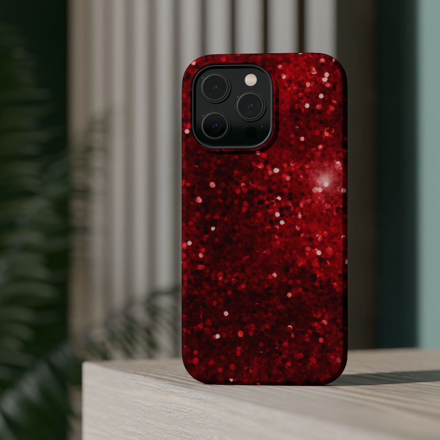 Crimson Glow Glitter MagSafe Case