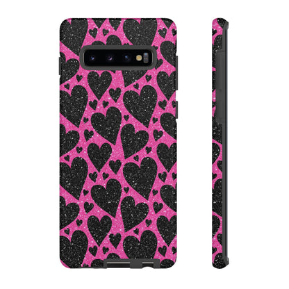 Pink Glitter Hearts Samsung Galaxy Case