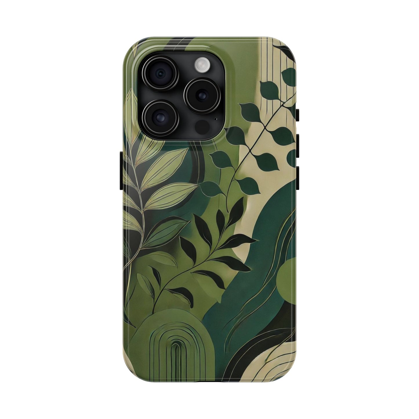 Abstract Green Leaves iPhone Case - Nature-Inspired Protective Cover