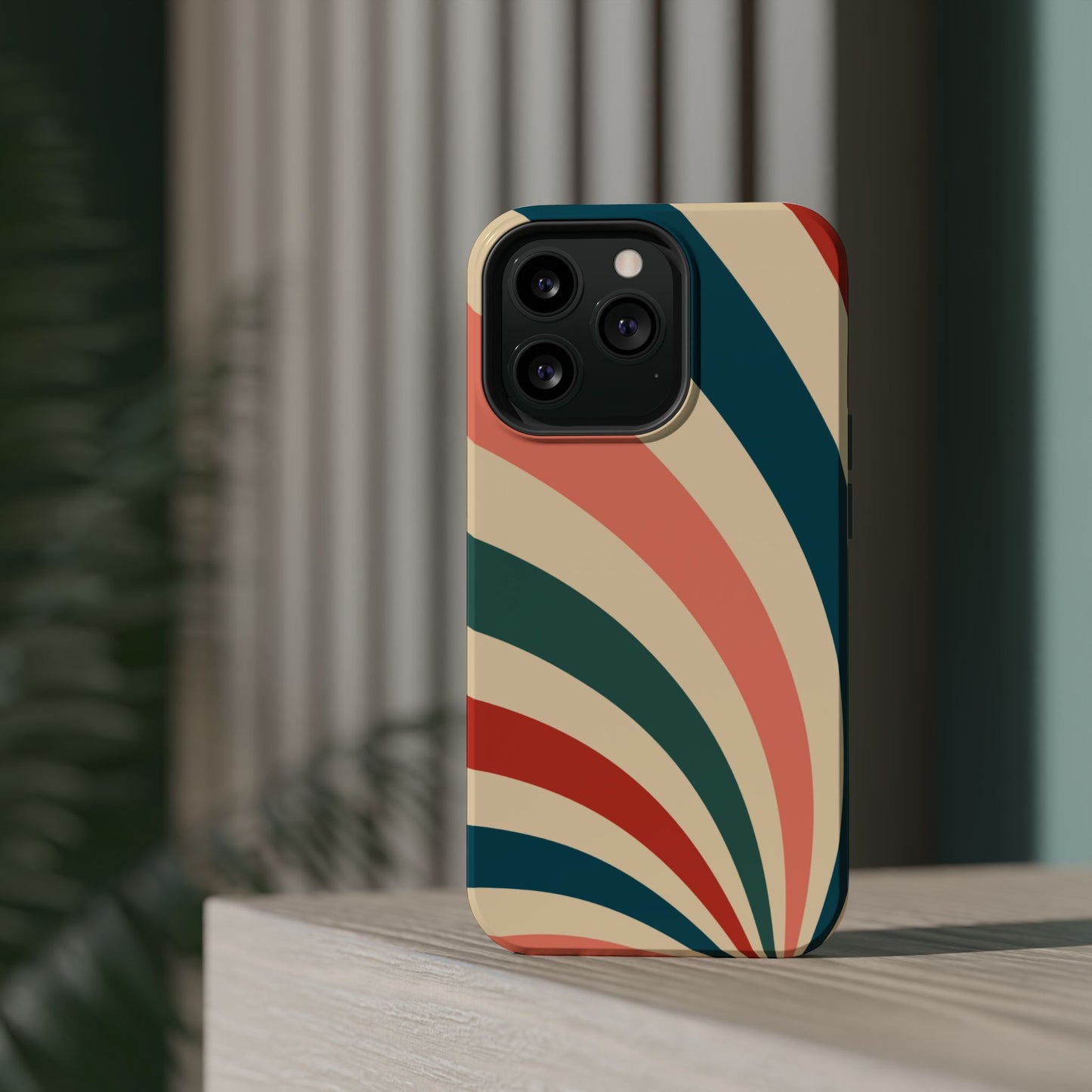 Retro Sunburst Swirl MagSafe iPhone Case – Dual-Layer Protection with Bold 70s Vibes