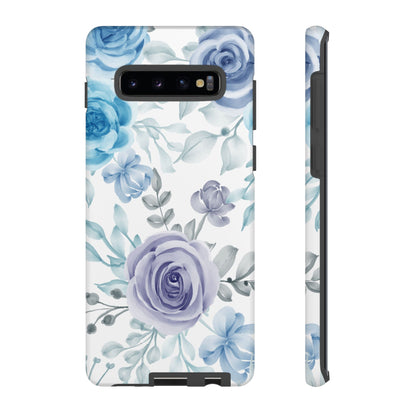 Elegant Blue & Violet Roses Samsung Galaxy Case – Artistic Floral Design for Stylish Protection