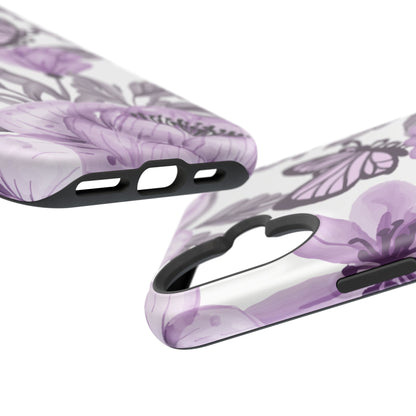 Lavender Bloom Butterfly MagSafe iPhone Case – Delicate Floral Design with Watercolor Details