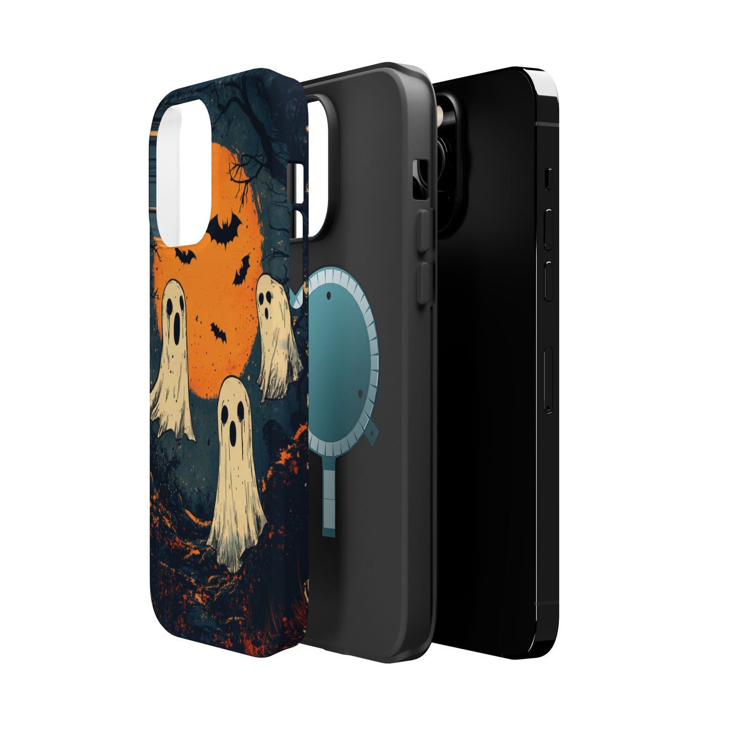 Haunted Ghosts & Full Moon MagSafe iPhone Case – Spooky Halloween Design