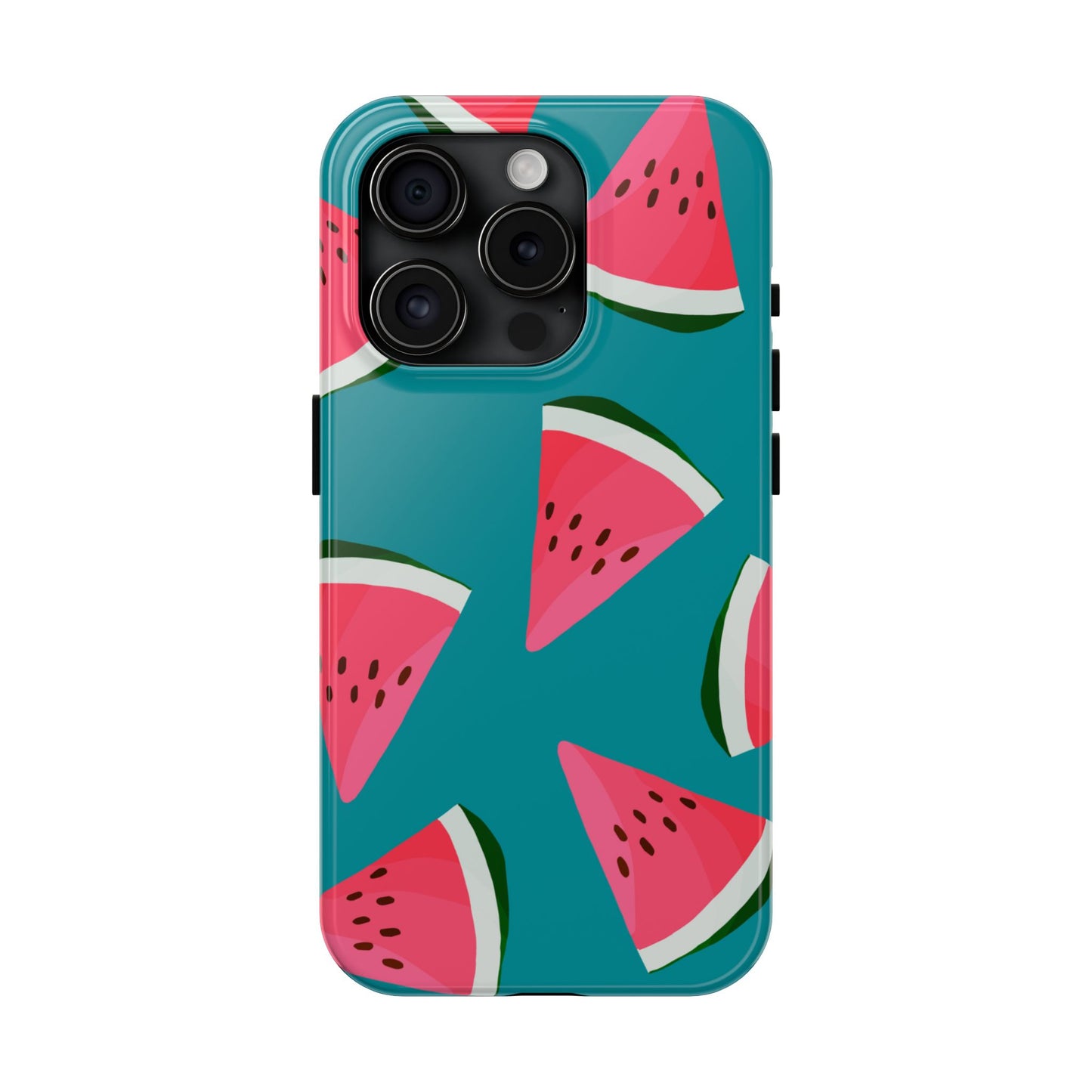 Watermelon Bliss iPhone Case – Vibrant Summer Fruit Design on Teal Background