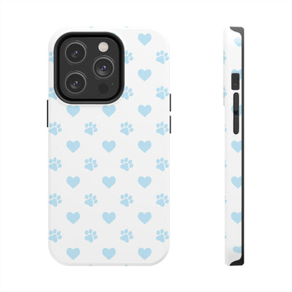 Light Blue Paw Prints & Hearts – iPhone Case for Animal Lovers