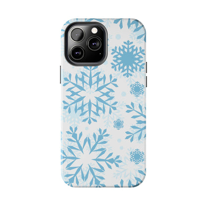 Frosty Blue Snowflakes iPhone Case – Shockproof, Smooth Matte Finish, Dual-Layer Design