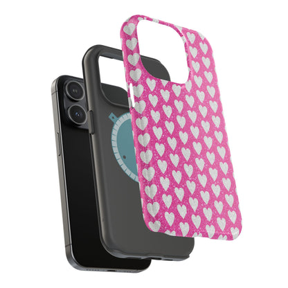 Pink Glitter Heart Pattern MagSafe Case