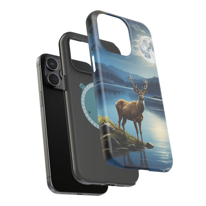 Moonlit Elegance: Stag by the Lake – MagSafe iPhone Case