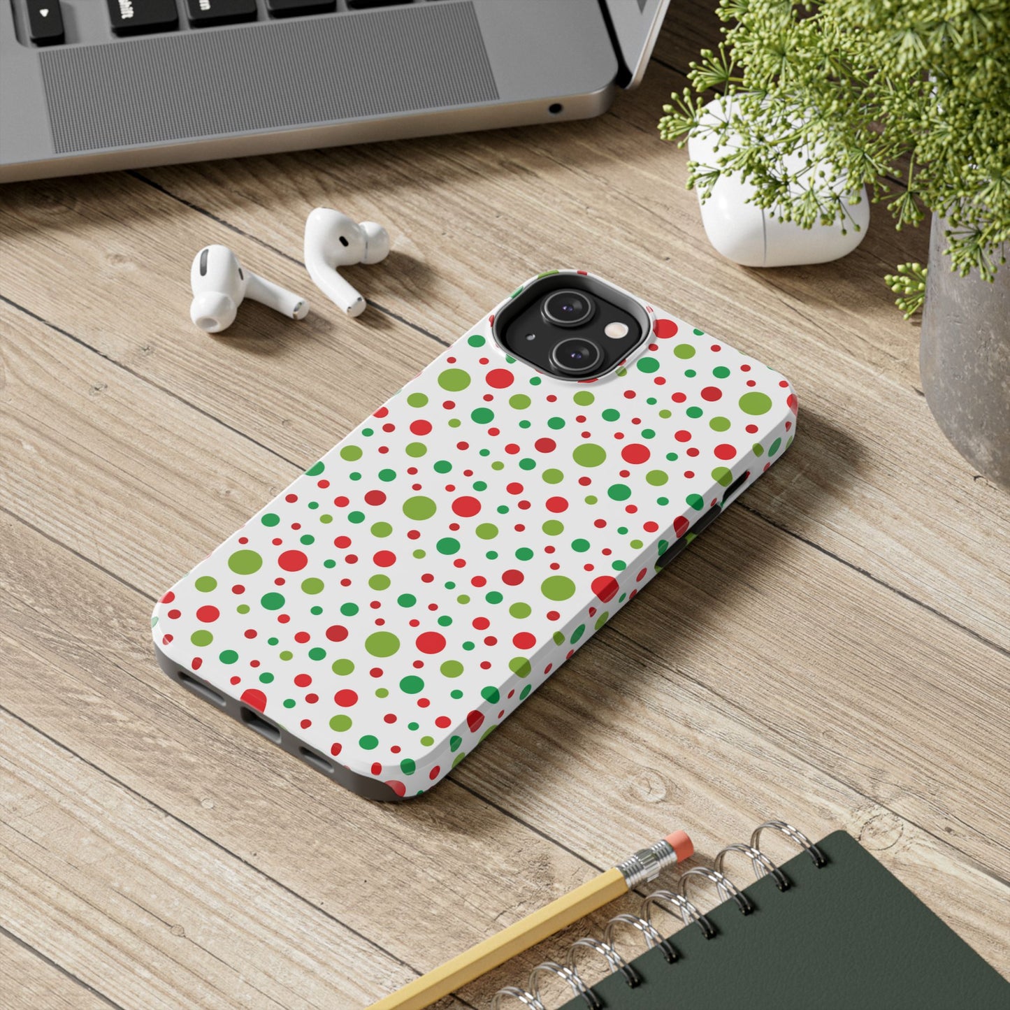 Red & Green Christmas Polka Dots – iPhone Case