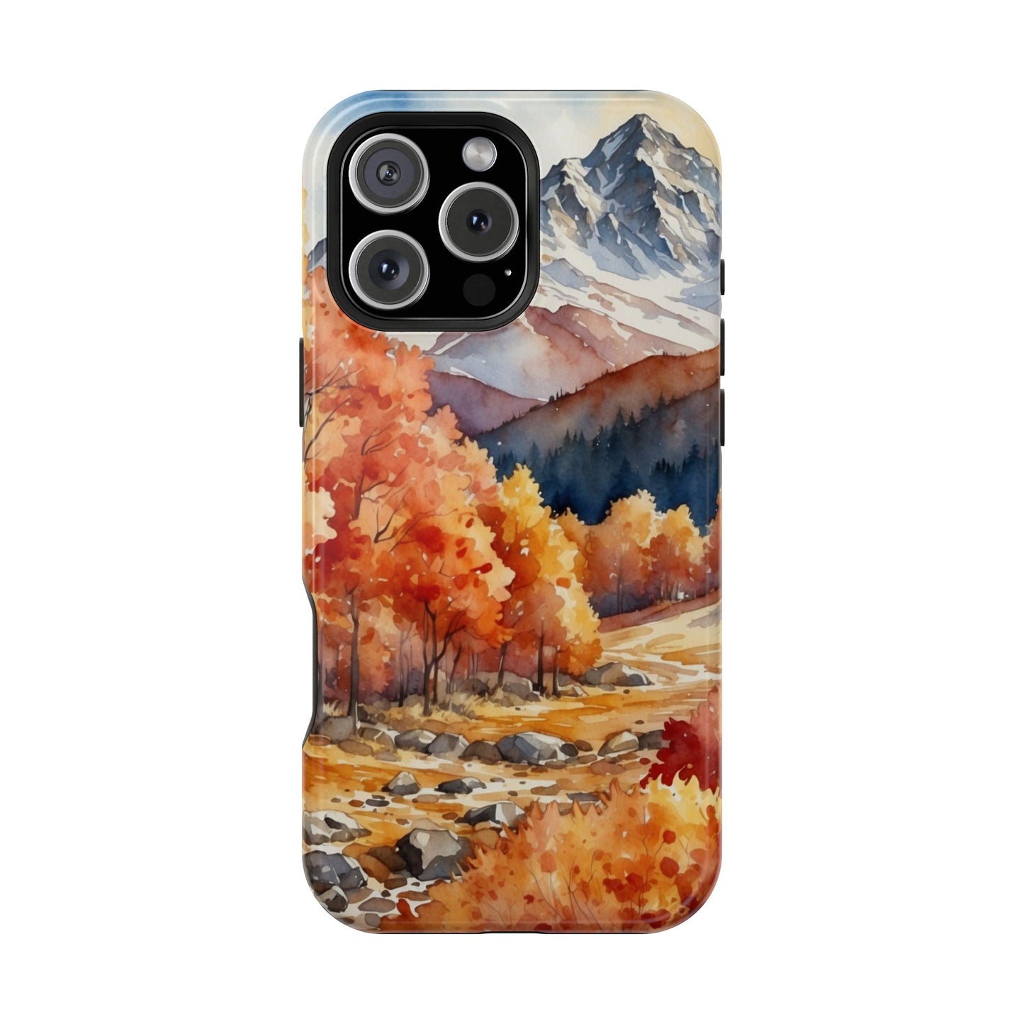 Watercolor Autumn Forest and Mountains - MagSafe iPhone Case