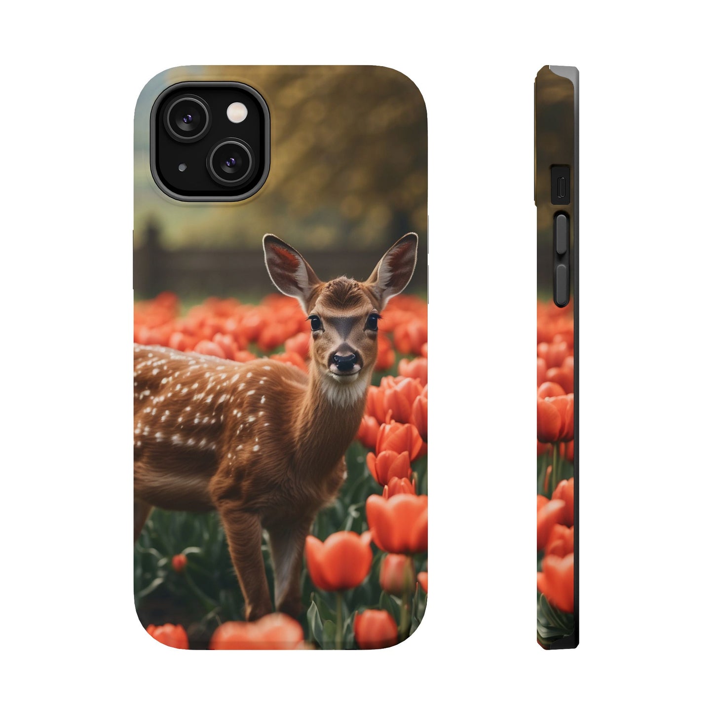 Fawn Among Tulips MagSafe iPhone Case