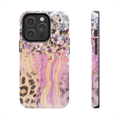 Crystal Glam Leopard - iPhone Series Case with Glitter and Gem Accents