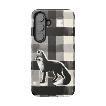 Black White Fox Phone Case - Monochrome Mystique