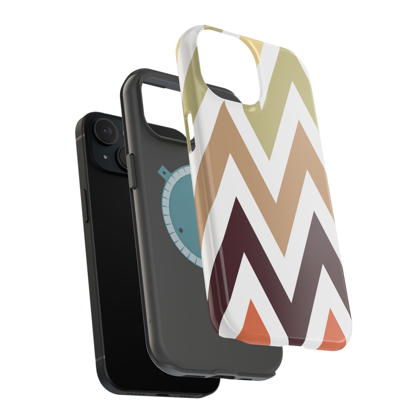 Earthy Chevron MagSafe iPhone Case – Boho-Inspired Design with Dual-Layer Protection