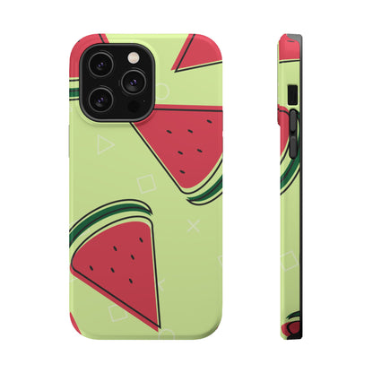 Watermelon Slice MagSafe iPhone Case – Fresh & Fun Design with Retro Geometric Pattern