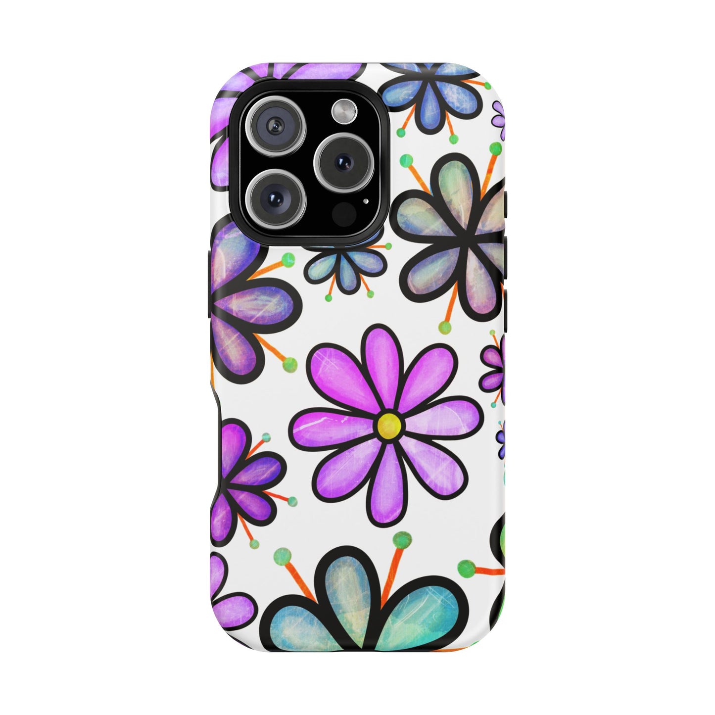 Whimsical Lavender Floral MagSafe iPhone Case – Ultra-Slim, High-Gloss Finish