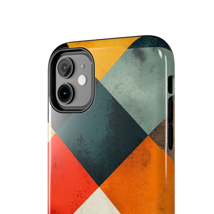 Geometric Retro iPhone  Case - Colorful Checkered Protective Cover