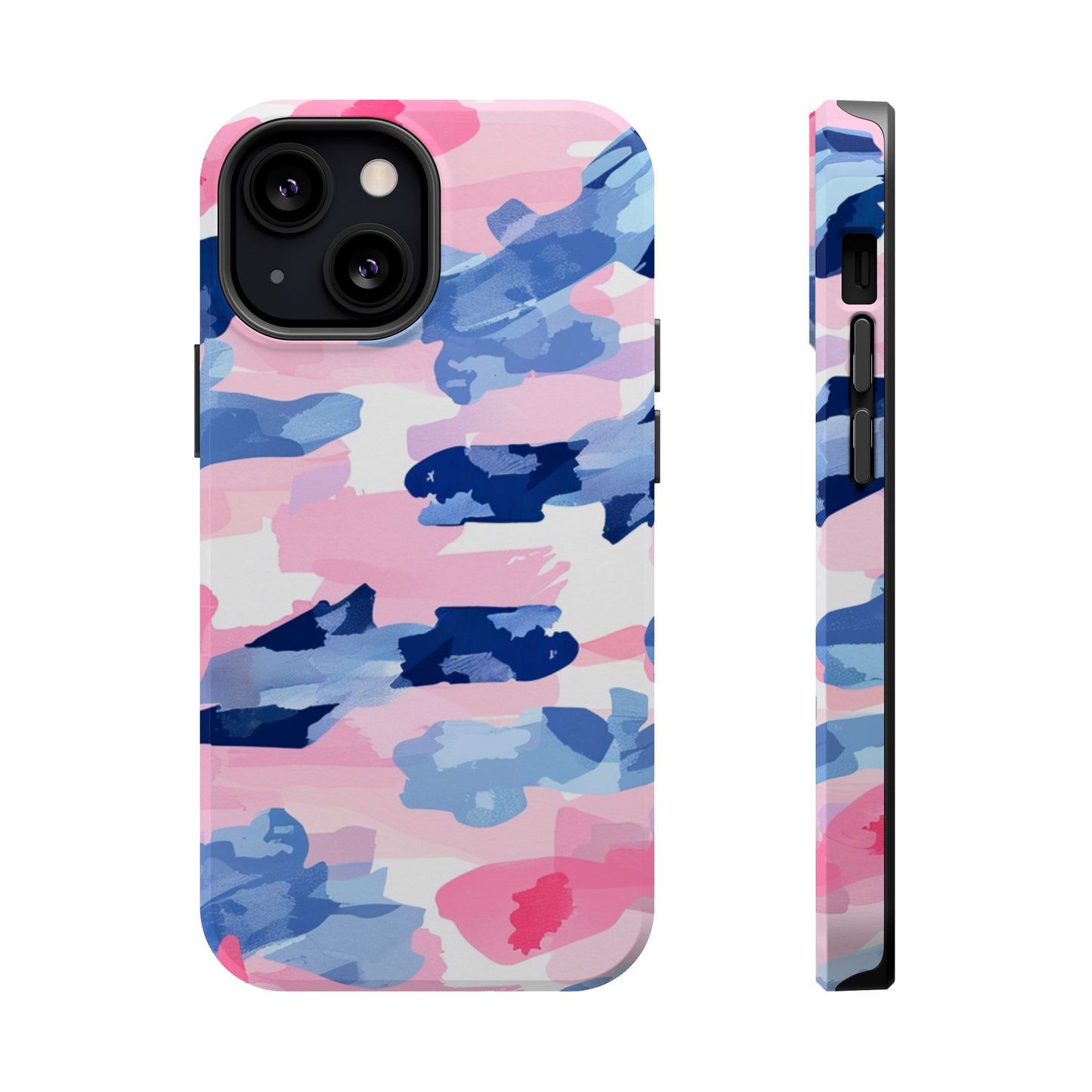 MagSafe Case: Dynamic Pink & Navy Brushstroke Art