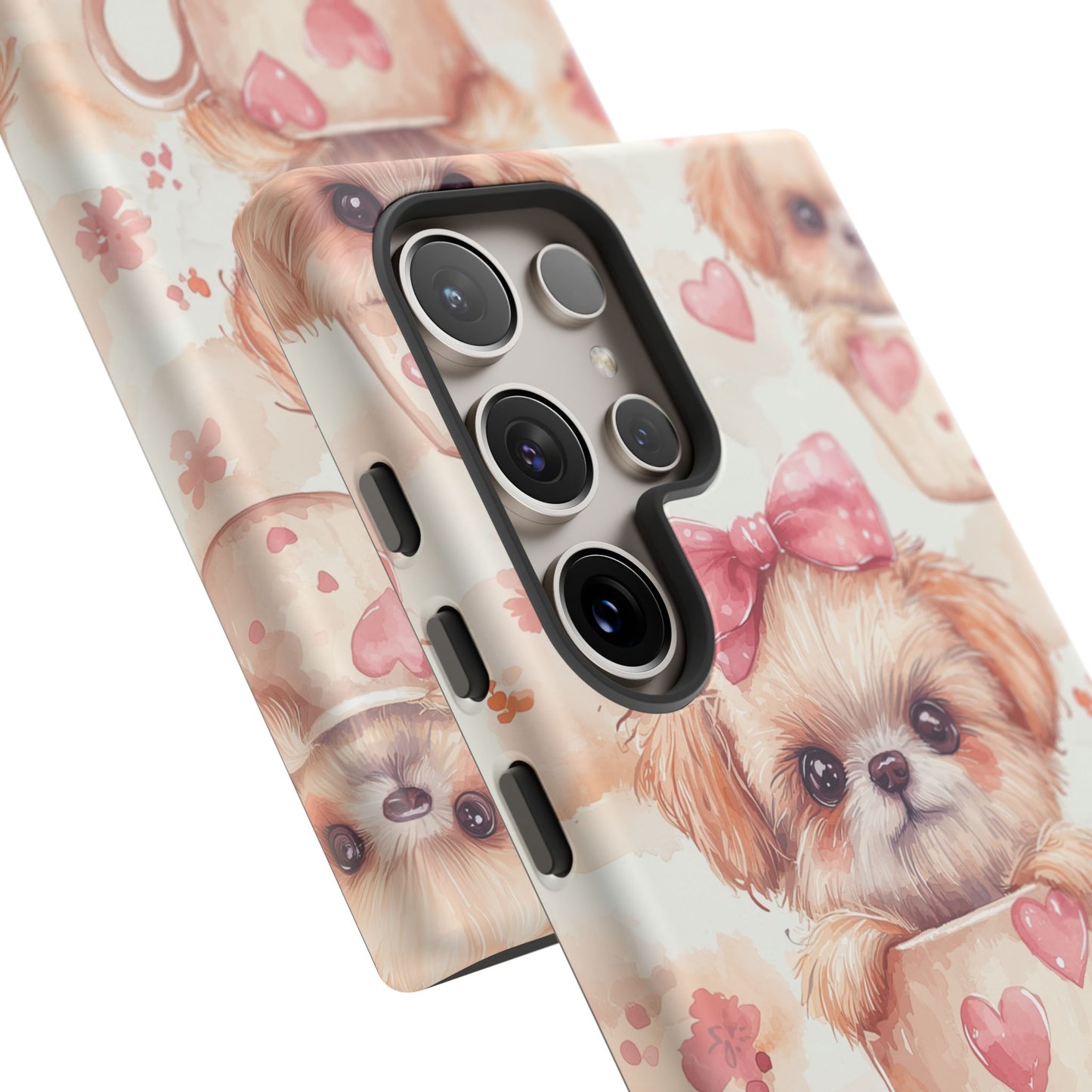 Adorable Puppy in Teacup Samsung Galaxy Case – Tough, Dual-Layer Protection with Cute Pink Bow Design