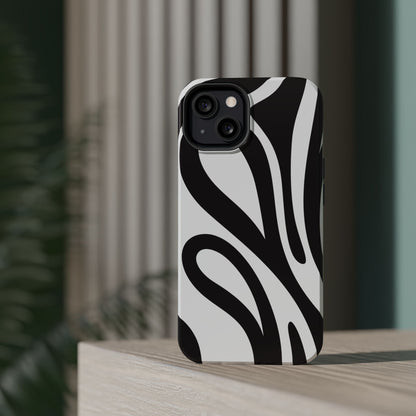 Modern Black and White Abstract Tough MagSafe iPhone Case – Bold Graphic Pattern with Dual-Layer Protection