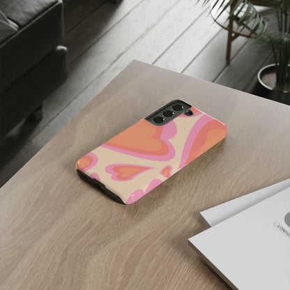 Retro Pink Hearts Samsung Galaxy Case – Shock-Resistant, Matte Finish, Dual-Layer Protection