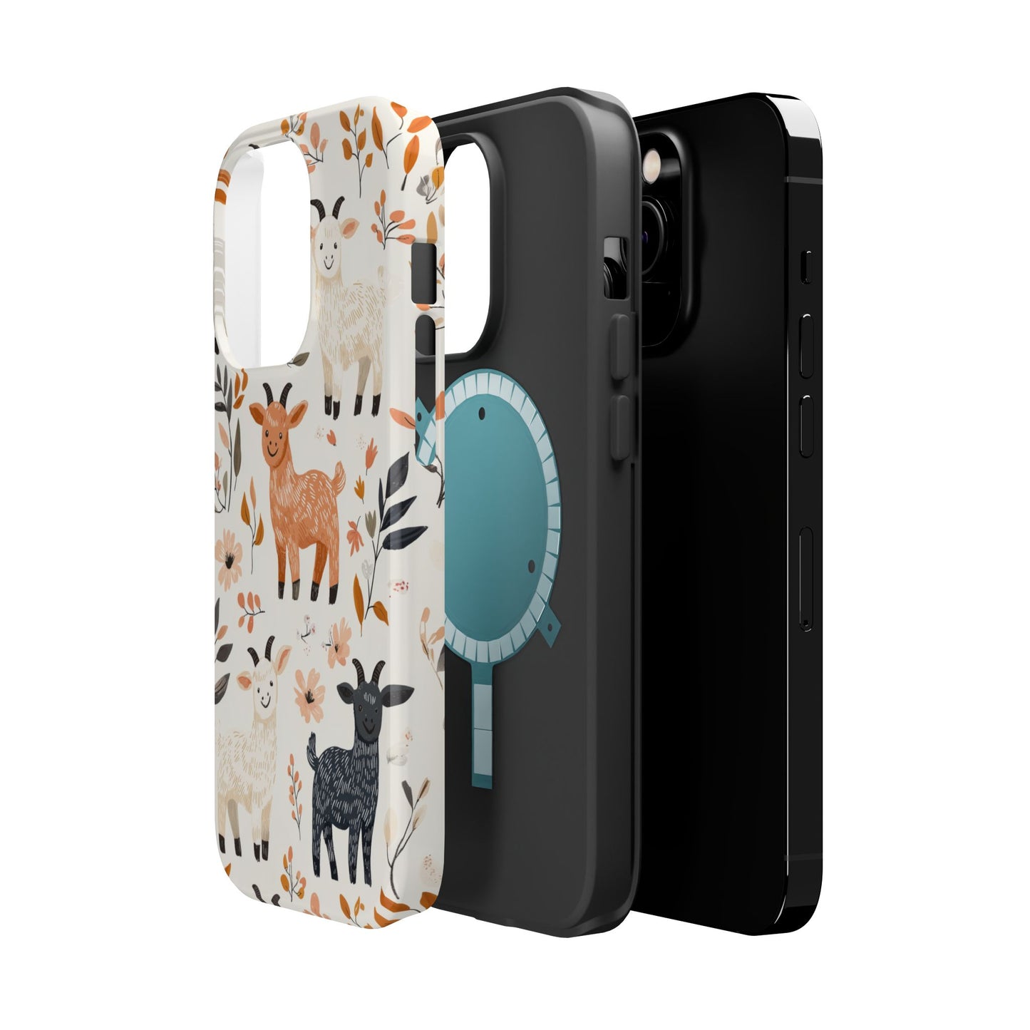 MagSafe iPhone Case: Smiley Goats & Dried Flowers – Vintage Charm